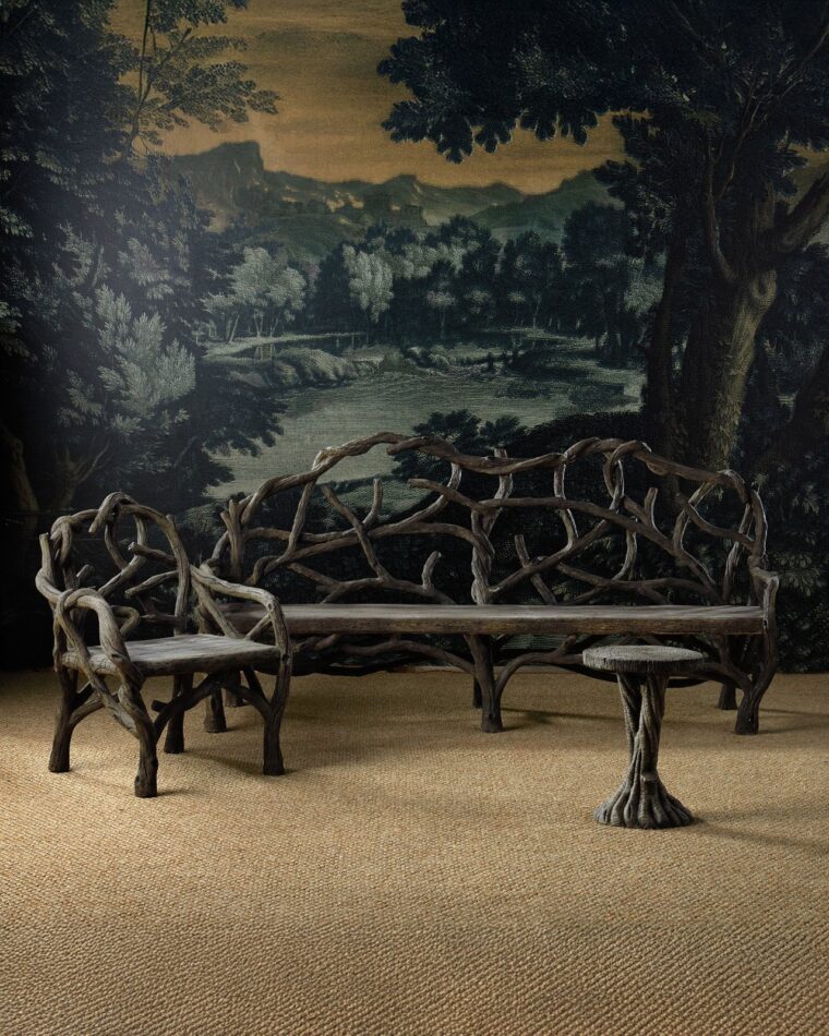Large Outdoor Dunmore Faux Bois Bench - Image 7
