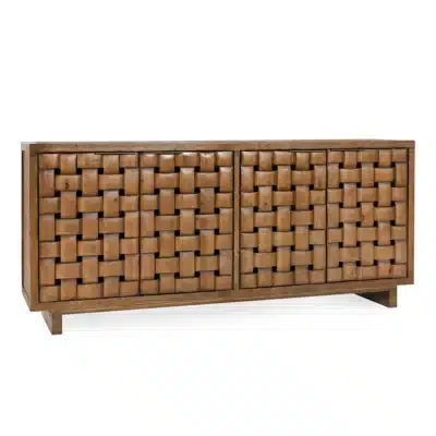Carved Woven Motif Wood Buffet