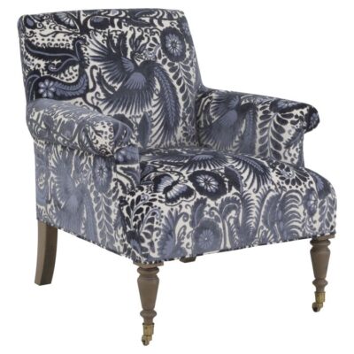 Leeves Bold Indigo Floral Upholstered Chair