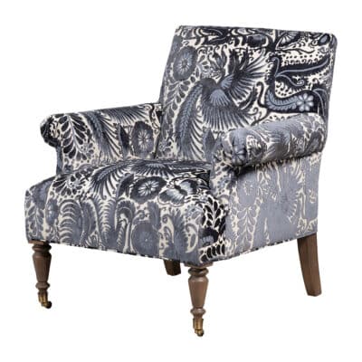 Leeves Bold Indigo Floral Upholstered Chair