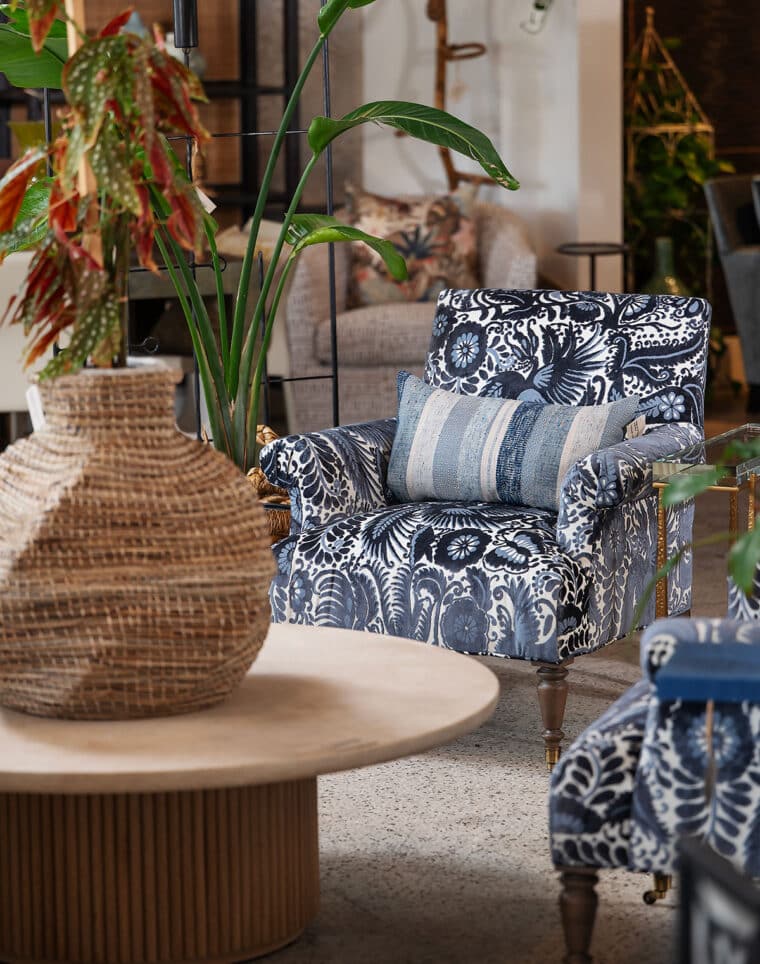 Leeves Bold Indigo Floral Upholstered Chair - Image 11