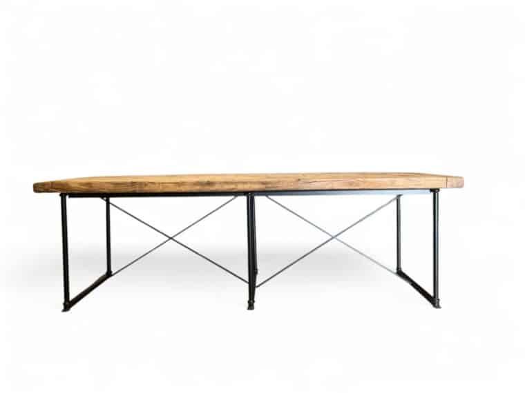 Antique French Wooden Parquetry Dining Table with New Paw Foot Base - Image 3
