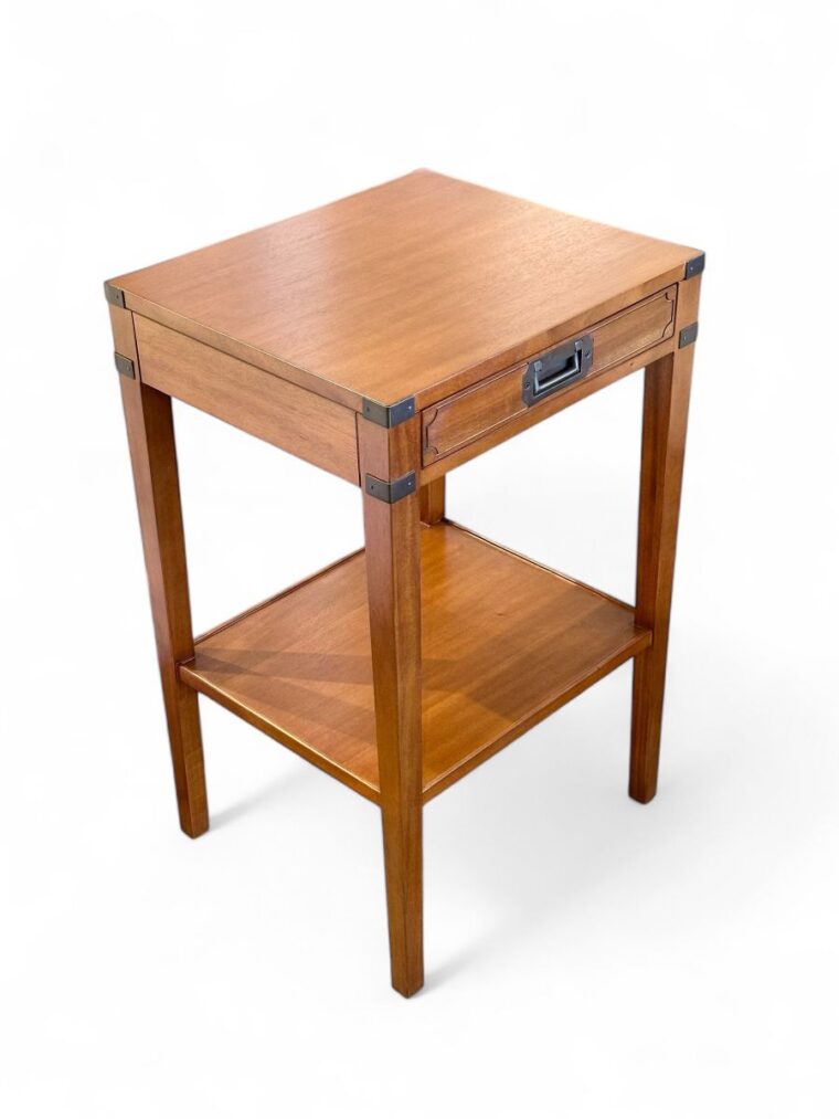 One Drawer Campaign Style Side Table - Image 2