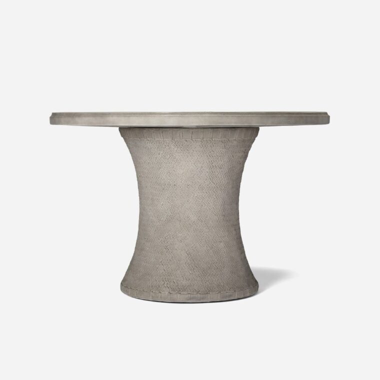 Outdoor Basket Weave Stonecast Dining Table - Image 3