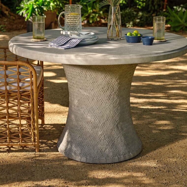 Outdoor Basket Weave Stonecast Dining Table - Image 6