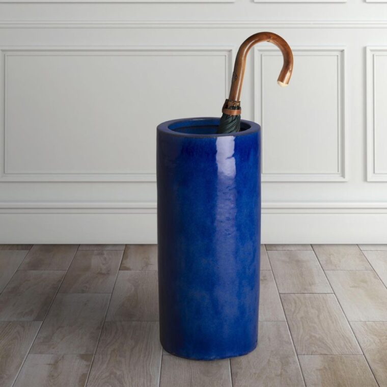 Ceramic Blue Glazed Umbrella Stand - Image 2