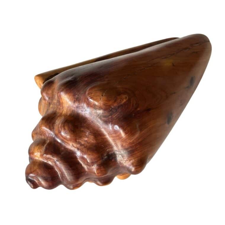 Vintage Wooden Conch Sculpture - Image 2