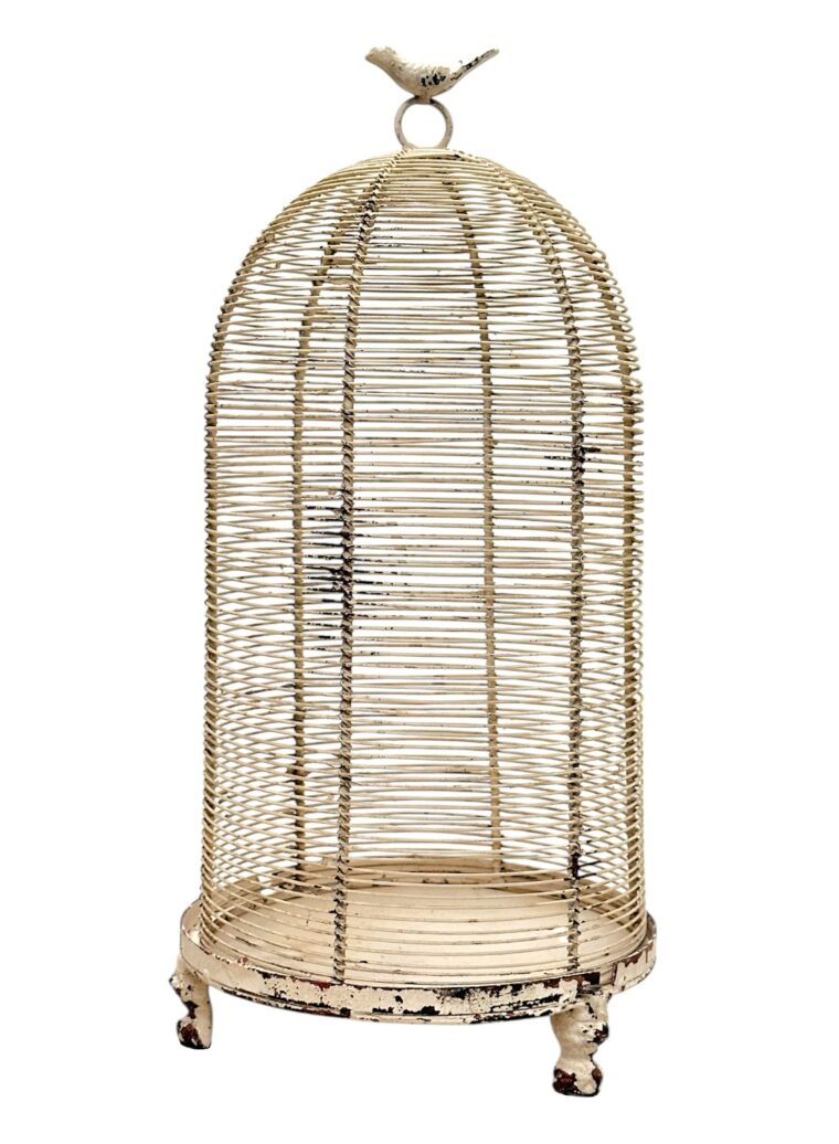 Vintage Painted Wire Dome with Bird - Image 2