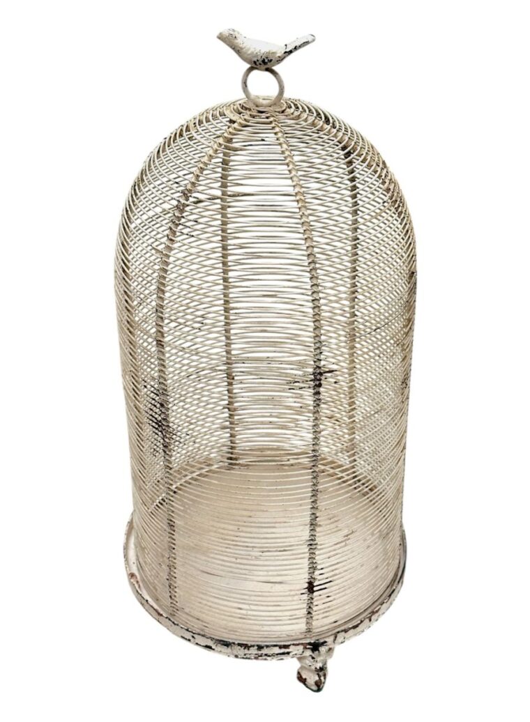 Vintage Painted Wire Dome with Bird - Image 3