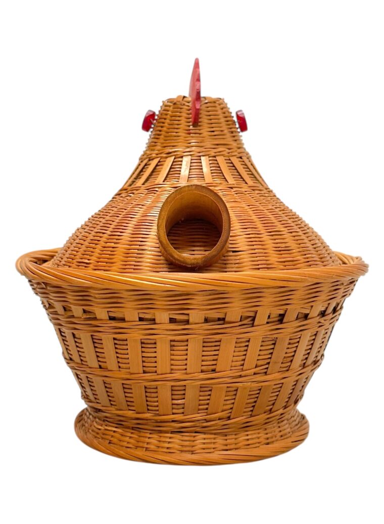 Vintage Chicken Wicker Lidded Basket - Image 5