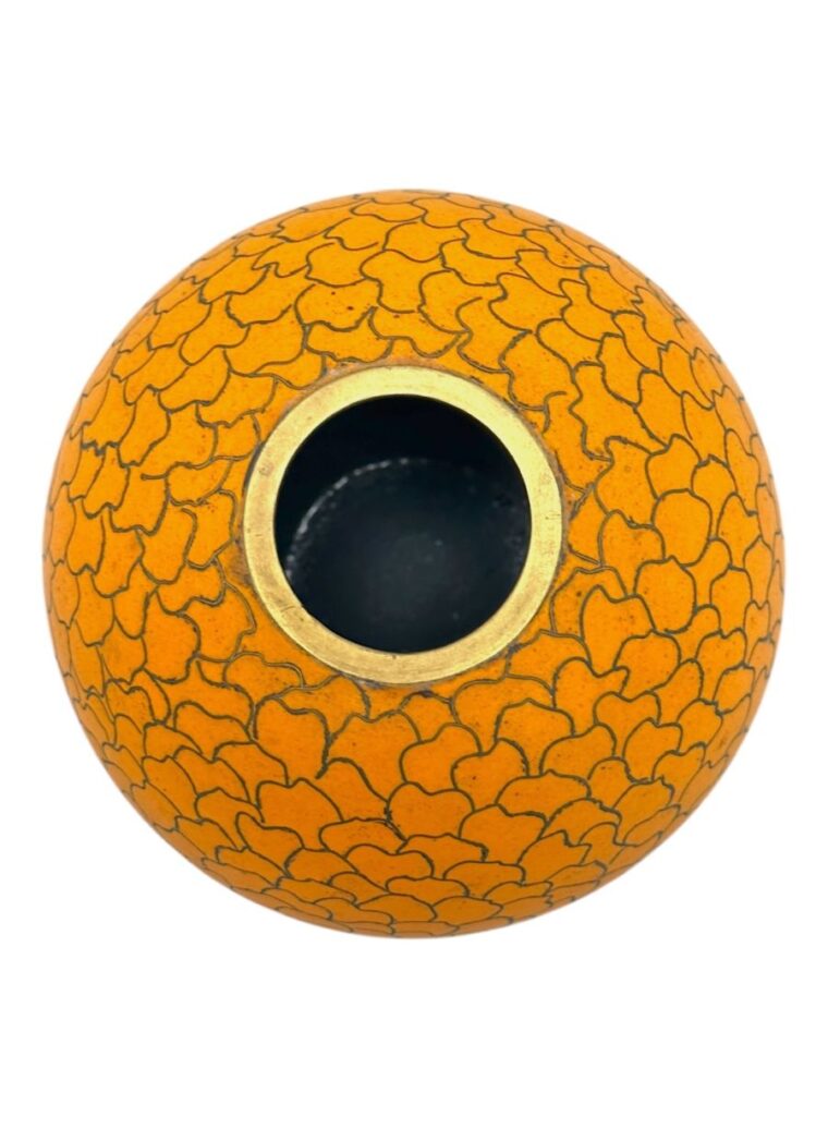 Vintage Orange Cloisonne Vase - Image 2