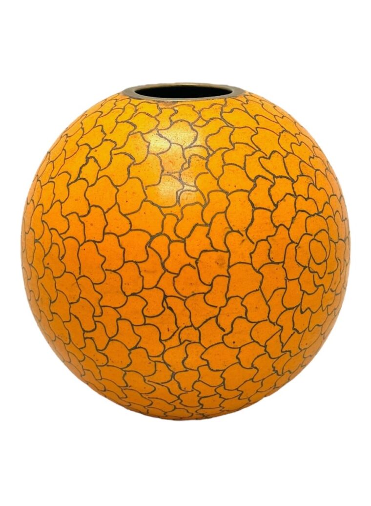 Vintage Orange Cloisonne Vase - Image 3