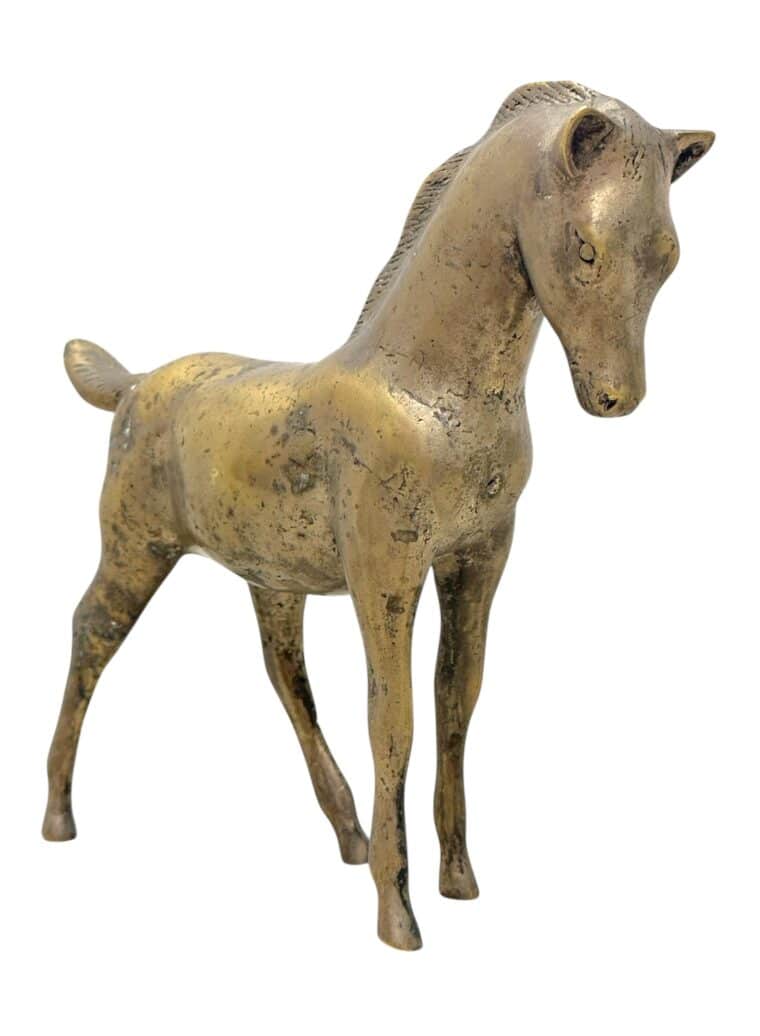 Vintage Aged Brass Horse Sculpture - Image 2