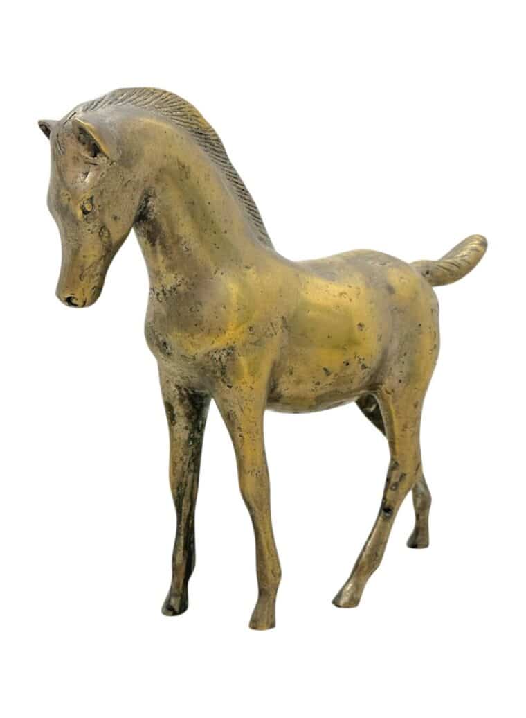 Vintage Aged Brass Horse Sculpture