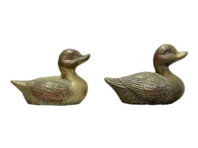 Pair of Petite Vintage Brass Ducks