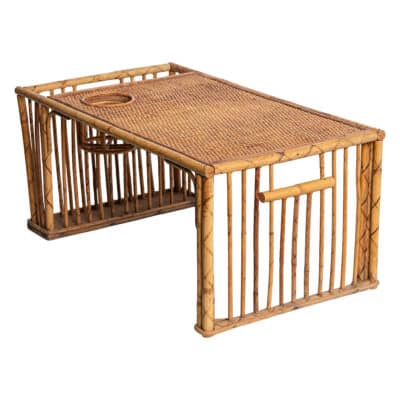 Vintage Rattan and Bamboo Serving Tray