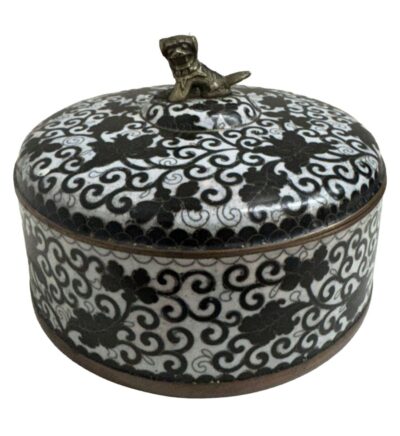 Vintage Black and White Cloisonne Jar