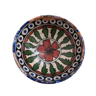 Vintage Black, Red and Green Moroccan Bowl