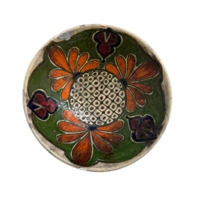 Vintage Green and Orange Moroccan Bowl