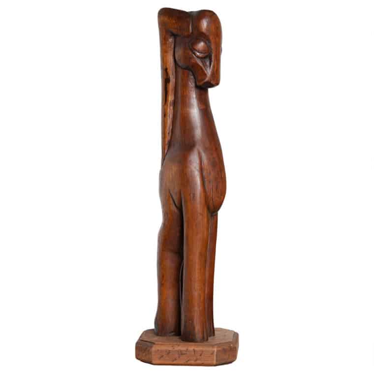 Large Vintage Hand Carved Wooden Ram