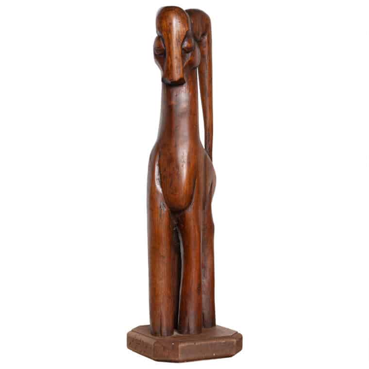 Large Vintage Hand Carved Wooden Ram - Image 2