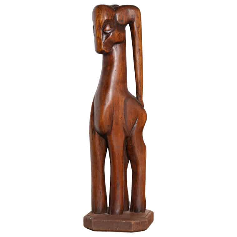 Large Vintage Hand Carved Wooden Ram - Image 3
