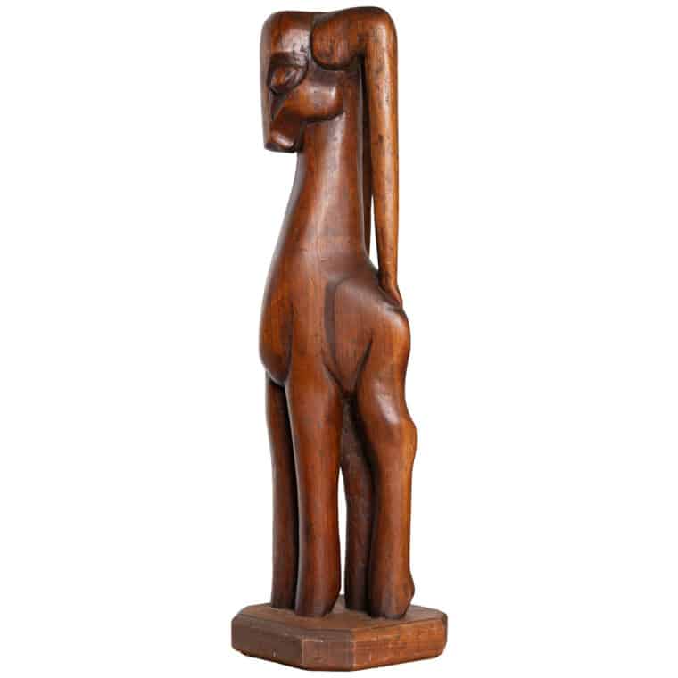 Large Vintage Hand Carved Wooden Ram - Image 4