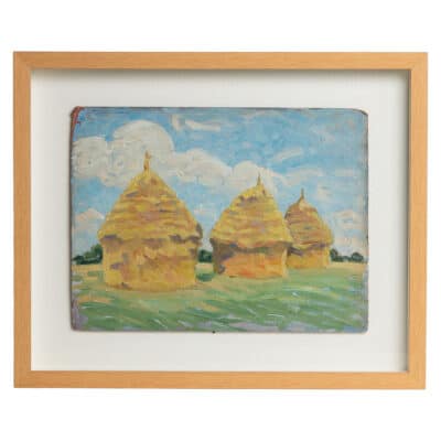 Haystacks in Field Original Art