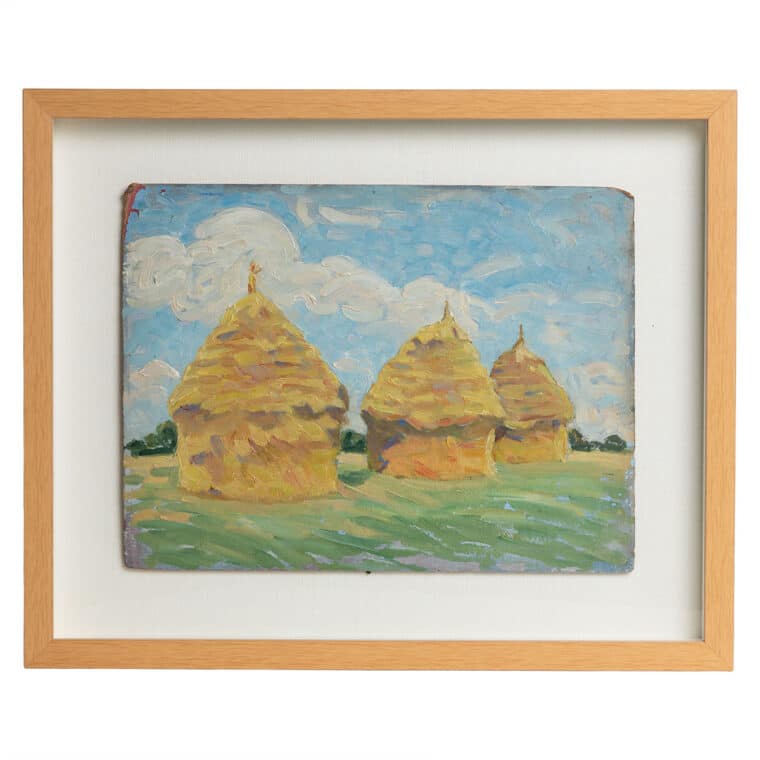 Haystacks in Field Original Art