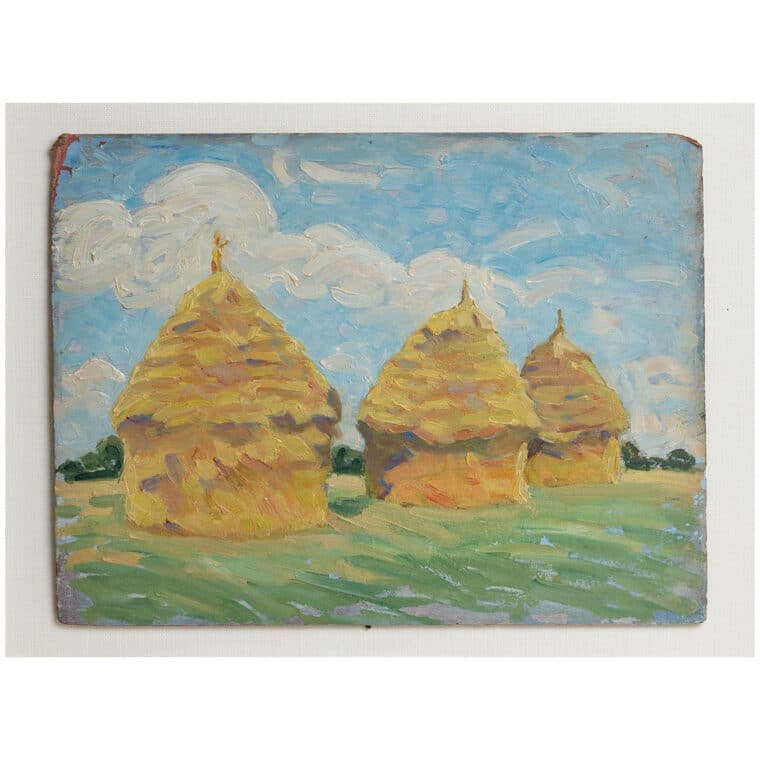Haystacks in Field Original Art - Image 2