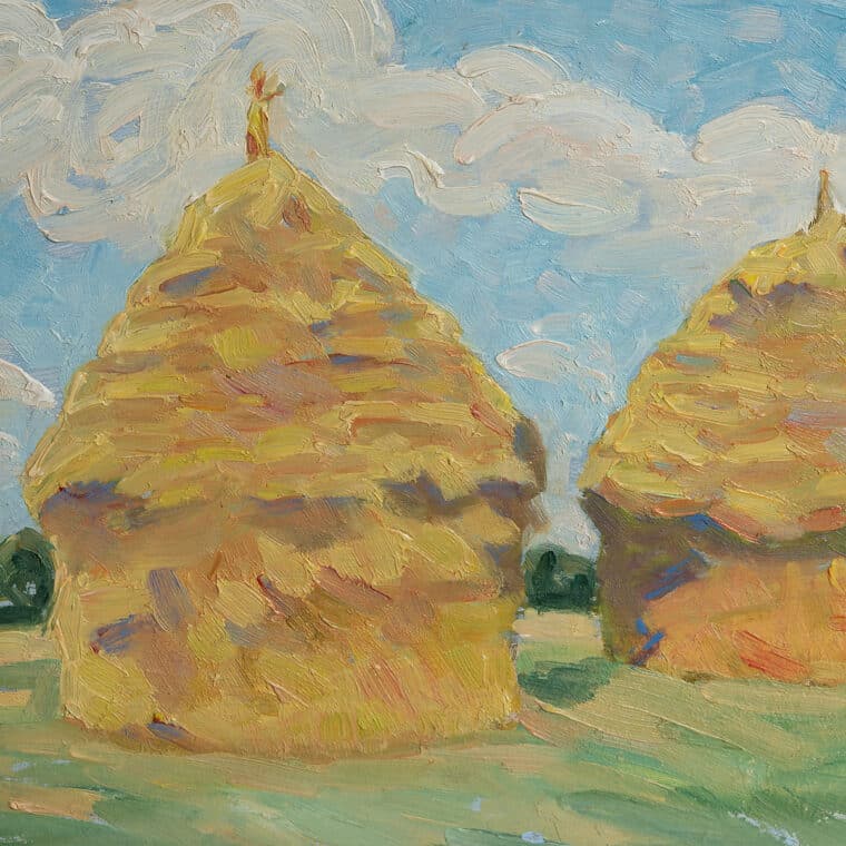 Haystacks in Field Original Art - Image 4