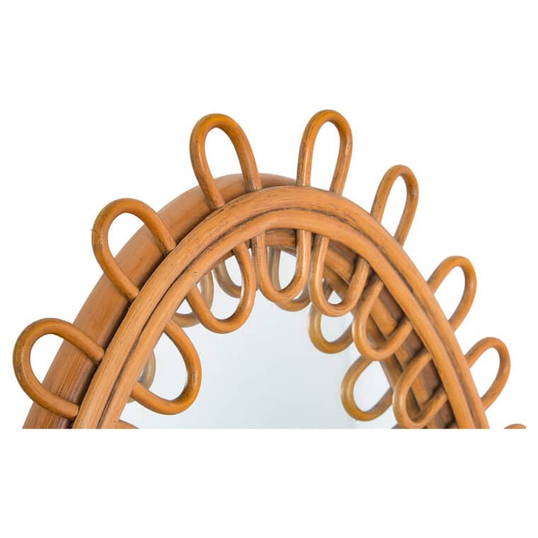 Mid-Century Style Oval Rattan and Bamboo Mirror - Image 2