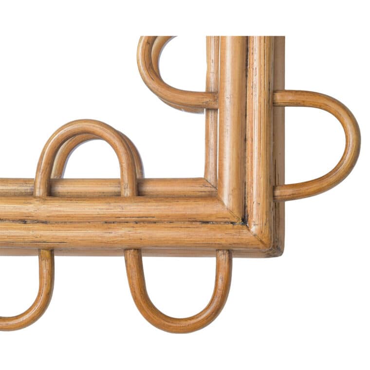 Mid-Century Style Square Rattan and Bamboo Mirror - Image 2