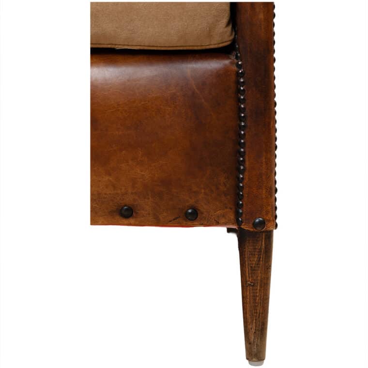 Antique French Leather Shield Back Club Chair - Image 9