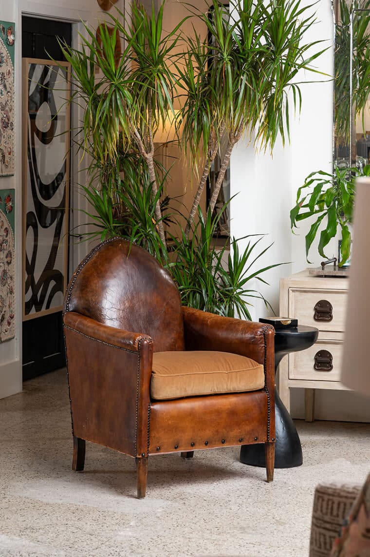 Antique French Leather Shield Back Club Chair - Image 11