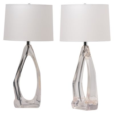 Pair of Vintage Modern Acrylic Irregular Lamps