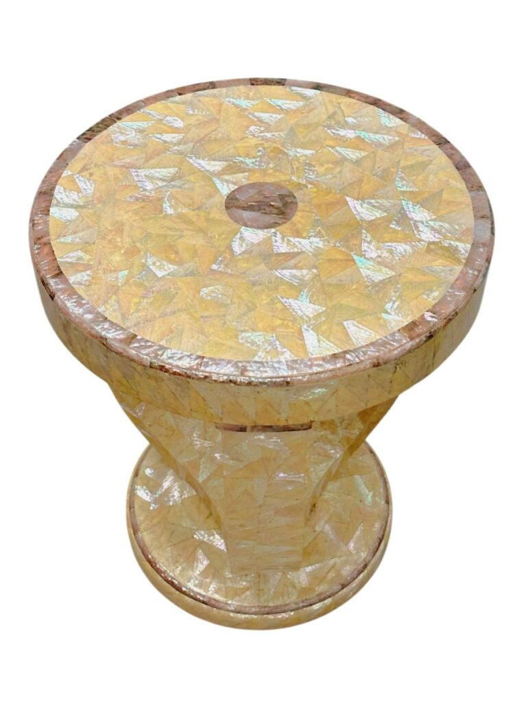 Vintage Round Mother of Pearl Side Table - Image 4