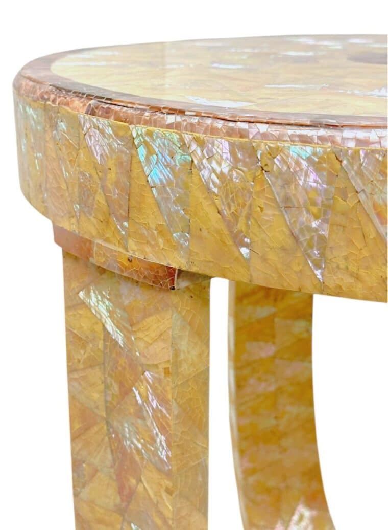 Vintage Round Mother of Pearl Side Table - Image 8