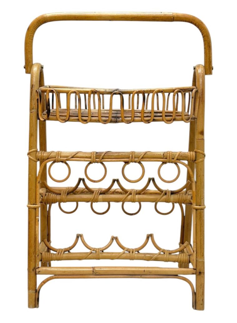 Vintage Mid-Century Rattan Drink Caddy - Image 3