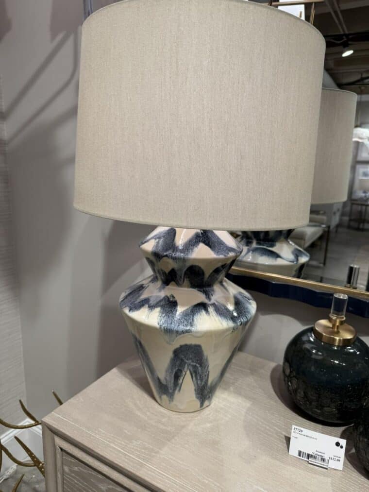 Abstract Blue and Cream Table Lamp - Image 9