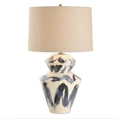 Abstract Blue and Cream Table Lamp