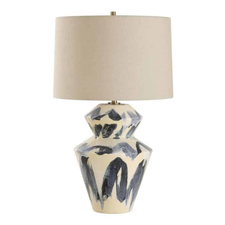 Abstract Blue and Cream Table Lamp - Image 2