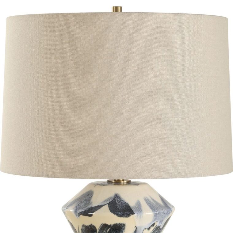 Abstract Blue and Cream Table Lamp - Image 3