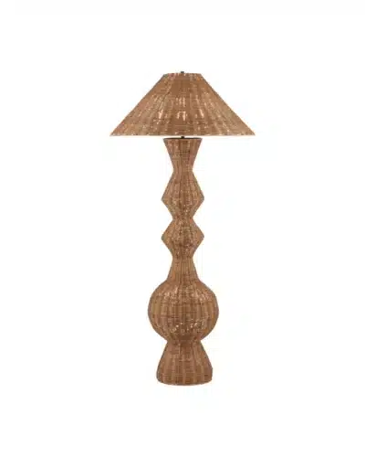 Flared Empire Rattan Floor Lamp