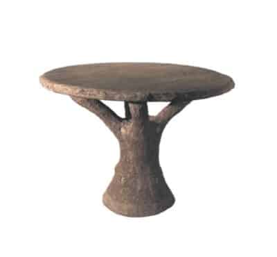 Outdoor Round Faux Bois Banquet Table