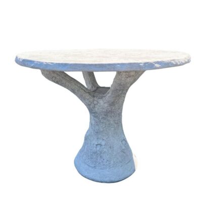 Outdoor Round Faux Bois Banquet Table