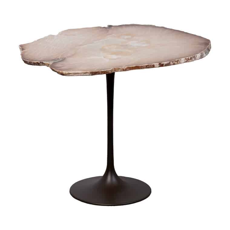 Alabaster Side Table with Bronze Base