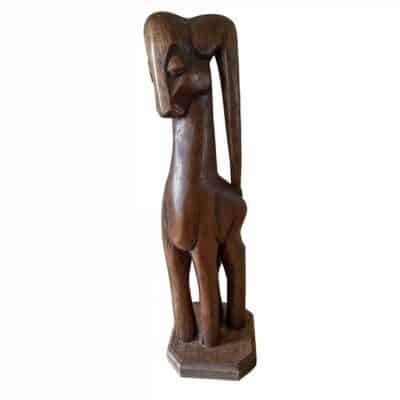 Large Vintage Hand Carved Wooden Ram