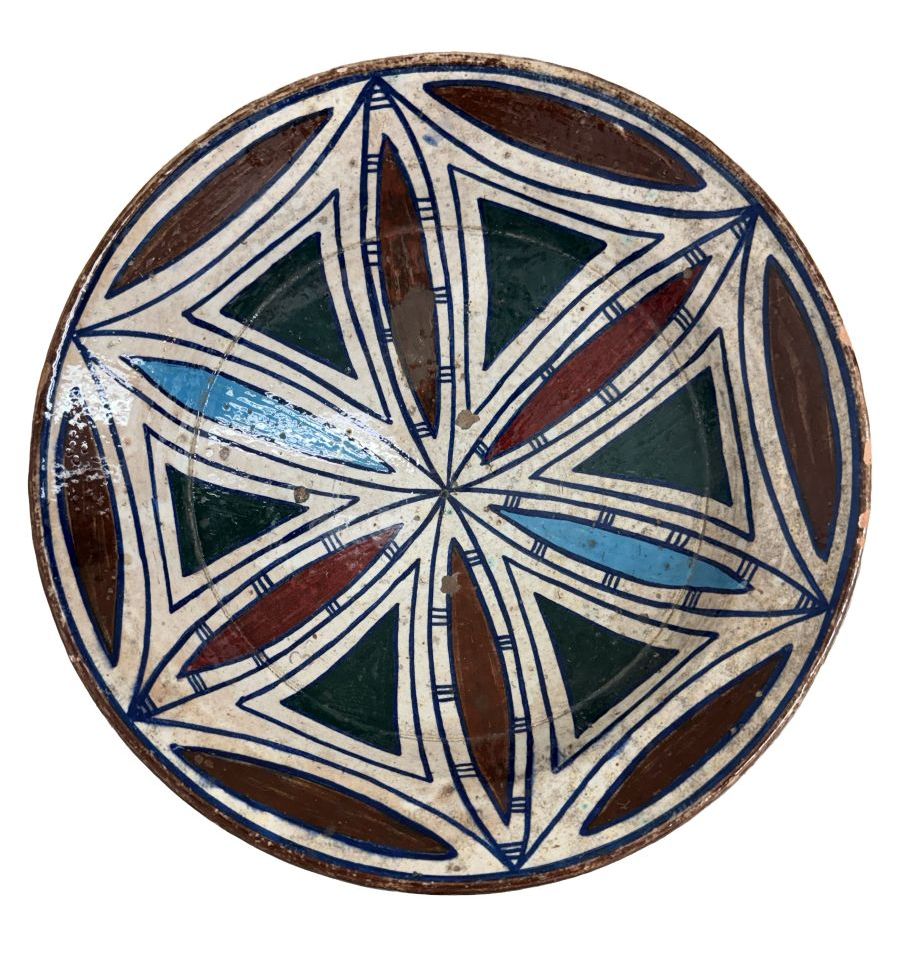 Vintage Brown, Blue and Green Moroccan Plate