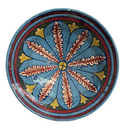 Vintage Blue and Red Vintage Morrocan Plate